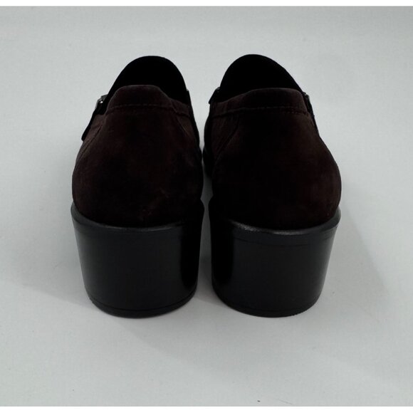 Stuart Weitzman Narrow Dark Brown Suede Loafers 7.5 AA With Chain Detail - Picture 4 of 9